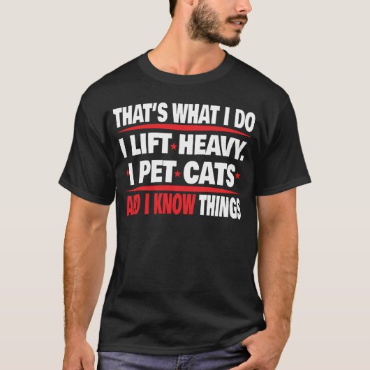 面白いジムのトレーニング ウエイトリフティング 猫 動物 Tシャツ (正面)