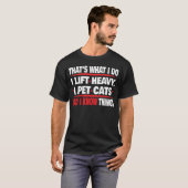 面白いジムのトレーニング ウエイトリフティング 猫 動物 Tシャツ (正面フル)