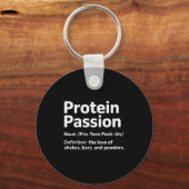 面白いジムの定義:筋肉トレーニングとプロテイン キーホルダー (正面)