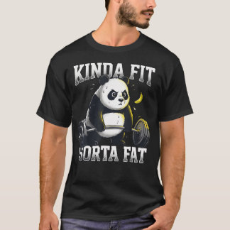 面白いジム 私はちょっとフィット ちょっと太ったパンダ Tシャツ