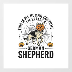 面白いジャーマンシェパードのハロウィンコスチュームの犬のデザイン ウィンドウサイン