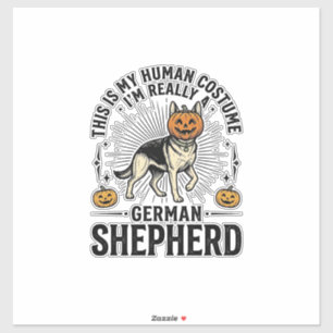 面白いジャーマンシェパードのハロウィンコスチュームの犬のデザイン シール