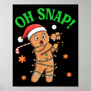 面白いジンジャーブレッドゴルフクリスマスクッキーOh Snap サ ポスター