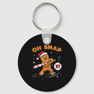 面白いジンジャーブレッドマン Oh Snap 67 野球ミーム 楽しい キーホルダー