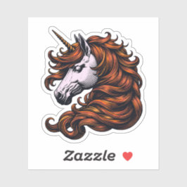面白いジンジャー・ユニコーンの頭 シール