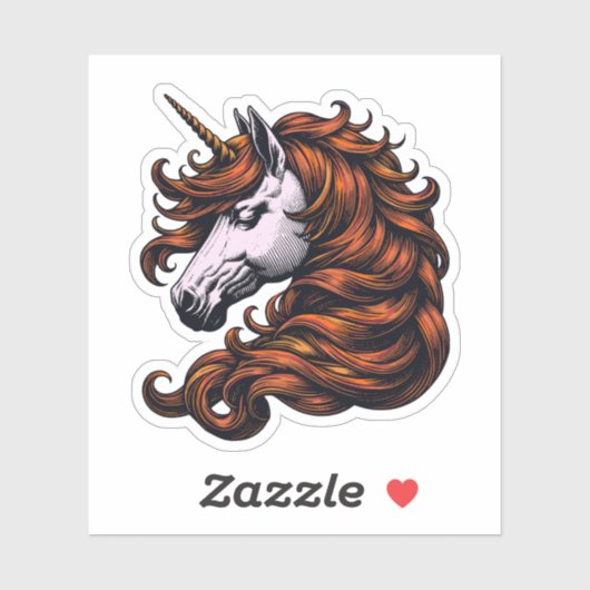 面白いジンジャー・ユニコーンの頭 シール (シート)