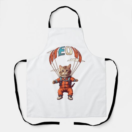 面白いスカイダイビングの猫 エプロン (正面)