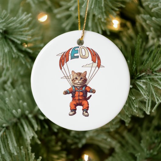 面白いスカイダイビングの猫 セラミックオーナメント (ツリー)