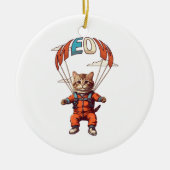 面白いスカイダイビングの猫 セラミックオーナメント (正面)