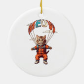 面白いスカイダイビングの猫 セラミックオーナメント (裏面)