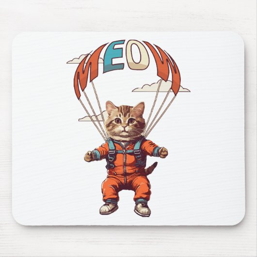 面白いスカイダイビングの猫 マウスパッド (正面)