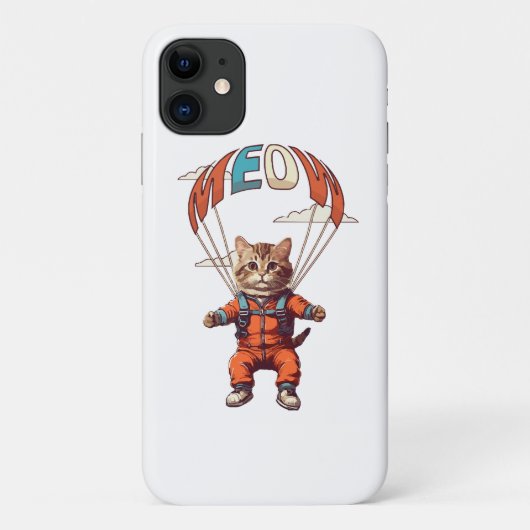 面白いスカイダイビングの猫 Case-Mate iPhoneケース (裏面)