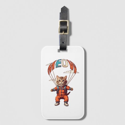 面白いスカイダイビング 猫 ラゲッジタグ (正面縦)