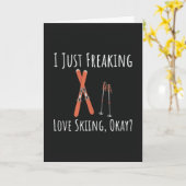 面白いスキーカード ユーモア 雪 山 休暇 カード (黄色い花)