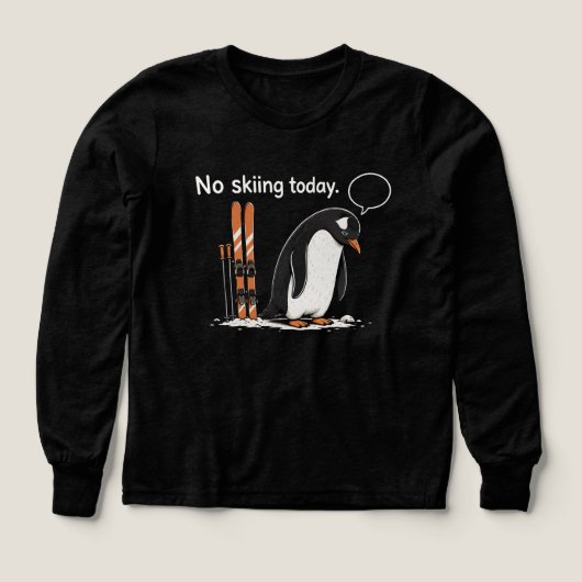 面白いスキーペンギンのグラフィックTシャツ (デザイン正面)