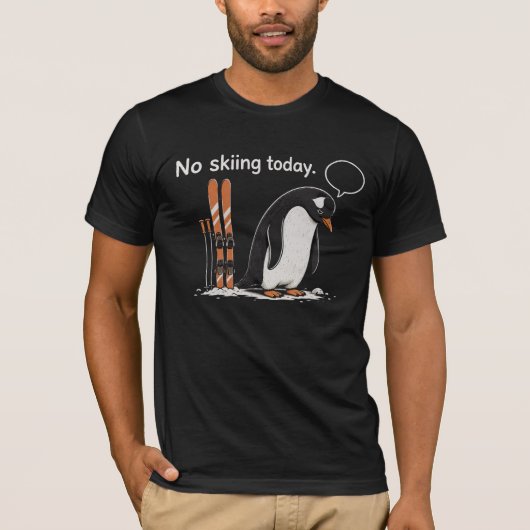 面白いスキーペンギンのグラフィックTシャツ Tシャツ (正面)