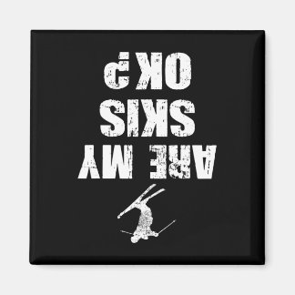 面白いスキーTシャツ　ダメージプリント　ウィンタースポーツ　スキー マグネット