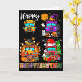 面白いスクールバス魔女トルコサンタハッピーHallotha カード (黄色い花)