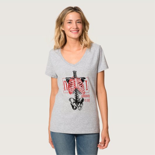 面白いスケルトンハートアイラブユー Tシャツ (正面フル)