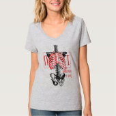 面白いスケルトンハートアイラブユー Tシャツ (正面)