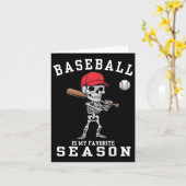 面白いスケルトン スポーツ プレーヤー 野球が私のお気に入り カード (黄色い花)