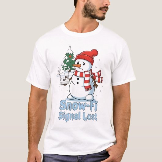 面白いスノーファイ信号ロストスノーマンクリスマス Tシャツ (正面)
