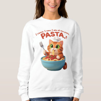 面白いスパゲッティ猫 スウェットシャツ