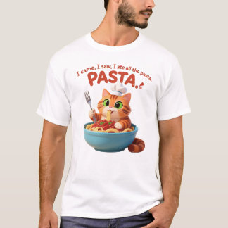 面白いスパゲッティ猫 Tシャツ