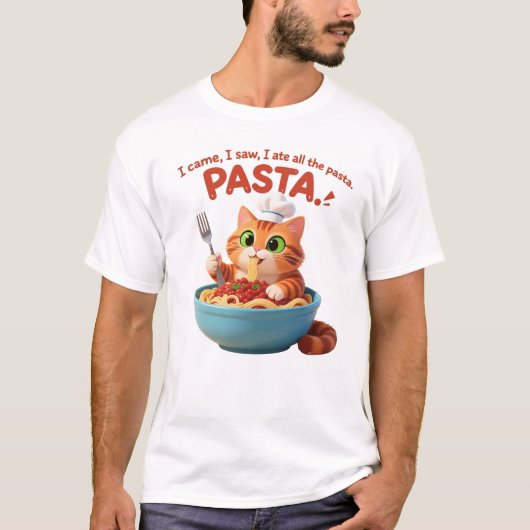 面白いスパゲッティ猫 Tシャツ (正面)