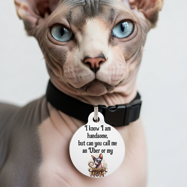 面白いスフィンクス猫 ペット　ネームタグ (Funny Cat ID tag sphynx cats)