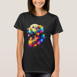 面白いスプラッシュアート ゴールデンレトリバー GR 犬 ゴールディー Tシャツ