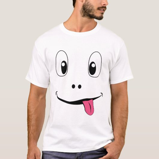 面白いスマイリーフェイス - かわいい舌出しTシャツ Tシャツ (正面)