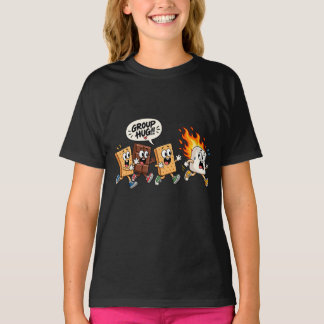 面白いスモアーズキャンプファイアグループハグTシャツ Tシャツ