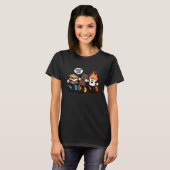 面白いスモア集団ハグキャンプファイヤーかわいいアウトドアサマー Tシャツ (正面フル)