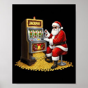 面白いスロットマシンのサンタクリスマス グラフィックカジノ ポスター