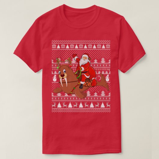 面白いセイウスのラブサンタセイウスに乗ったクリスマスが醜い Tシャツ (デザイン正面)