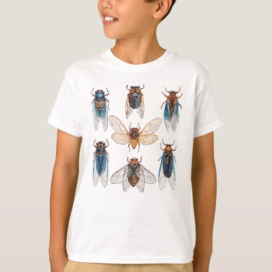 面白いセミの昆虫の虫のグラフィック セミ愛好家 Tシャツ (正面)