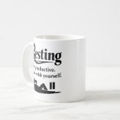 面白いセルフケアマグ - 休むことも生産的 コーヒーマグカップ (正面左)