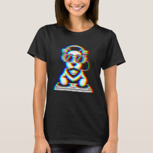 面白いソフトコーテッド・ウィートン・テリアのDJグリッチラブEDMミュージックパ Tシャツ
