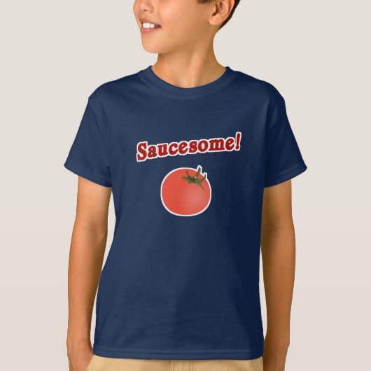 面白いソースのあるイタリアの子供Tシャツ Tシャツ (正面)