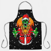 面白いゾンビのサンタクロースのクリスマス エプロン (正面)