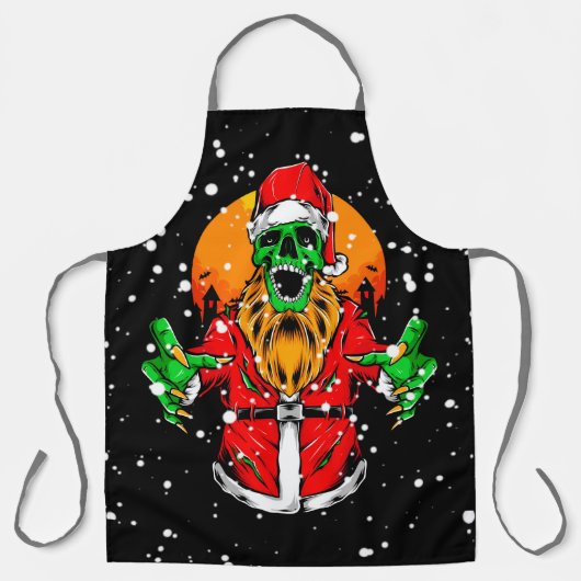 面白いゾンビのサンタクロースのクリスマス エプロン (正面)