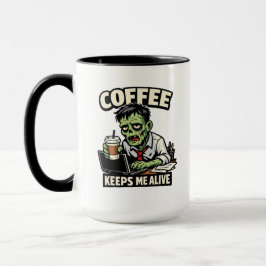 面白いゾンビコーヒーTシャツ – コーヒーが私を生かしている マグカップ