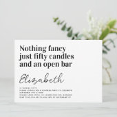 面白いタイポグラフィー 50歳の誕生日パーティー 招待状 (スタンド正面)