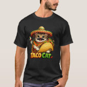 面白いタコキャット - メキシコの猫好きイラスト Tシャツ (正面)