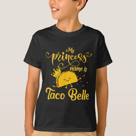 面白いタコスTシャツプリンセスの名前はタコベルフーディー Tシャツ (正面)