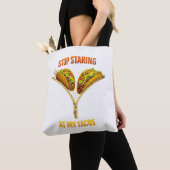 面白いタコ好き、見ないで トートバッグ (クローズアップ)