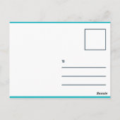 面白いターコイズと黄色のディスク ポストカード (裏面)