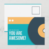 面白いターコイズと黄色の円盤 ポストカード (正面/裏面)