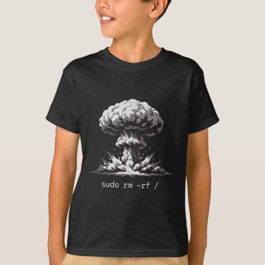 面白いターミナルジョーク sudo rm -rf スラッシュ ハッカー tシャツ (正面)